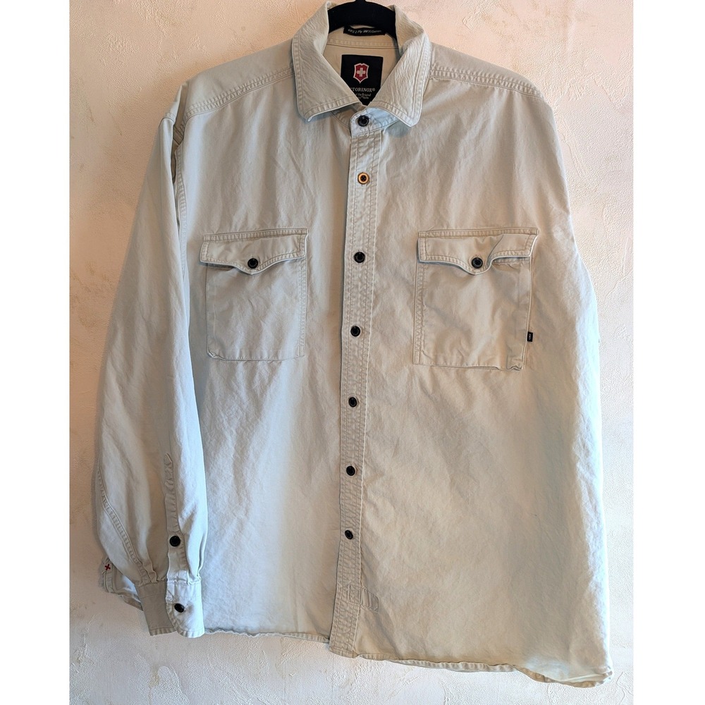 Victorinox Swiss‎ Army Mens XL Khaki Cotton Button Down Shirt Type A-2 Utility